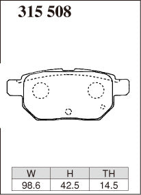 Dixcel S Type Brake Pads - Rear - Toyota Corolla ZRE212W - pad shape diagram