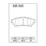 Dixcel Z Type Brake Pads - Rear - Priusα 04466-47050