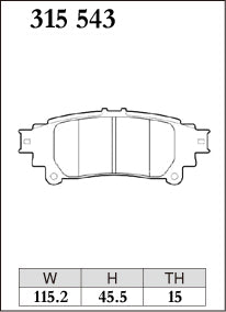 Dixcel ES Type Brake Pads - Rear - Lexus IS250 GSE30 - pad shape diagram