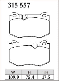 Dixcel M Type Brake Pads - Rear - Lexus RC F USC10 - pad shape diagram