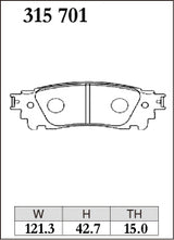 Dixcel M Type Brake Pads - Rear - Toyota Alphard AGH35W - pad shape diagram