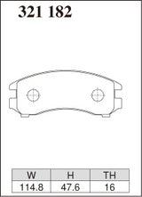 Dixcel M Type Brake Pads - Front - Nissan Silvia PS13 (NA without HICAS) - pad shape diagram