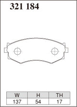 Dixcel Z Type Brake Pads - Front - Nissan Silvia KPS13 (1996-1999) - pad shape diagram