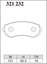 Dixcel M Type Brake Pads - Front - Nissan Silvia KPS13 (NA) - pad shape diagram