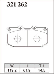 Dixcel RE Type Brake Pads - Front - Nissan Skyline HCR32 - pad shape diagram