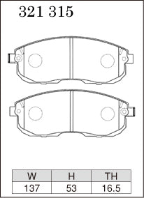 Dixcel RA Type Brake Pads - Front - Nissan Juke F15 - pad shape diagram