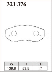 Dixcel M Type Brake Pads - Front - Nissan Skyline HR34 (15inch wheel (Fr.280x22 DISC)) - pad shape diagram