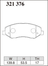 Dixcel M Type Brake Pads - Front - Nissan Skyline HR34 (15inch wheel (Fr.280x22 DISC)) - pad shape diagram