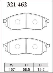 Dixcel ES Type Brake Pads - Front - Nissan Skyline PV35 (TYPE P; TYPE Sother) - pad shape diagram
