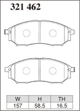 Dixcel R01 Type Brake Pads - Front - Nissan 300ZX Z32 (Base Grade/Version T) - pad shape diagram