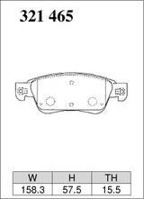 Dixcel ES Type Brake Pads - Front - Nissan Skyline PV35 (TYPE S; TYPE S/SP) - pad shape diagram