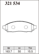 Dixcel M Type Brake Pads - Front - Nissan Leaf ZE0 (2010-2013) - pad shape diagram