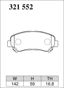 Dixcel ES Type Brake Pads - Front - Nissan Juke F15 (NISMO RS) - pad shape diagram