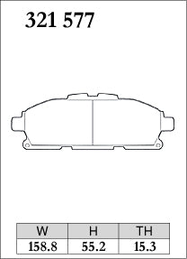 Dixcel M Type Brake Pads - Front - Nissan Elgrand NE51 (2010 on) - pad shape diagram