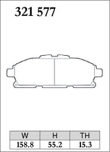 Dixcel ES Type Brake Pads - Front - Nissan Elgrand NE51 (2010 on) - pad shape diagram