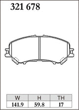 Dixcel Z Type Brake Pads - Front - Nissan X-Trail NT32 (5-seater) - pad shape diagram