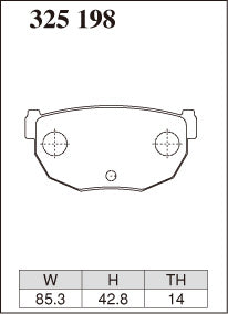 Dixcel M Type Brake Pads - Rear - Nissan Silvia PS13 - pad shape diagram