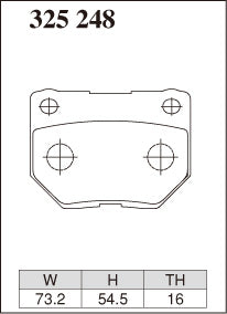Dixcel M Type Brake Pads - Rear - Nissan Skyline ER34 (NA GT-V (Fr. 4POT); TURBO) - pad shape diagram