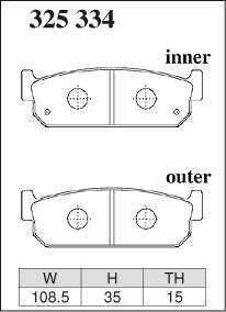 Dixcel Z Type Brake Pads - Rear - Nissan Stagea WGNC34 (TURBO (280ps)) - pad shape diagram