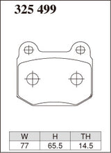 Dixcel RA Type Brake Pads - Rear - Subaru Legacy BL9 (S402) - pad shape diagram