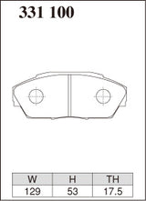 Dixcel RA Type Brake Pads - Front - Honda CRX EE8/EF8 - pad shape diagram