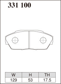 Dixcel R01 Type Brake Pads - Front - Honda Integra DA8 - pad shape diagram