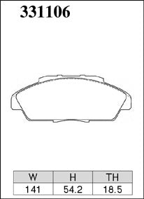 Dixcel M Type Brake Pads - Front - Honda Accord CD5 - pad shape diagram