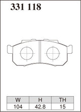 Dixcel M Type Brake Pads - Front - Honda N-Box JF1 (NA, up to 2013) - pad shape diagram