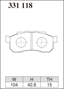 Dixcel M Type Brake Pads - Front - Honda N-Box JF1 (NA, up to 2013) - pad shape diagram
