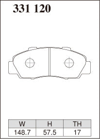 Dixcel Specom Beta Type Brake Pads - Front - Honda Integra Type R DC2 (TYPE-R 98 Spec) - pad shape diagram