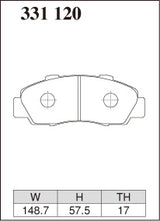 Dixcel Specom Beta Type Brake Pads - Front - Honda Prelude BB1 - pad shape diagram