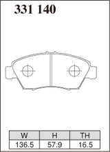 Dixcel Z Type Brake Pads - Front - Honda Civic EG5 (with ABS) - pad shape diagram
