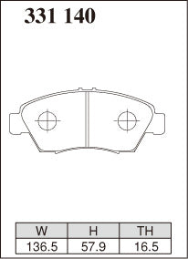 Dixcel RE Type Brake Pads - Front - Honda Jazz/Fit GE6 - pad shape diagram