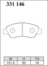 Dixcel R01 Type Brake Pads - Front - Honda Jazz/Fit GD3 - pad shape diagram