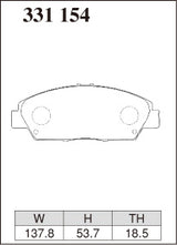 Dixcel M Type Brake Pads - Front - Honda Prelude BB1 (1996-2000) - pad shape diagram