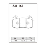 Dixcel Z Type Brake Pads - Front - DC5 FD2 Z33 - pad shape diagram