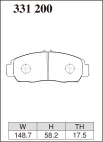 Dixcel Z Type Brake Pads - Front - Honda Accord Euro R CL7 (EURO R) - pad shape diagram