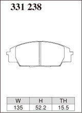 Dixcel Specom Beta Type Brake Pads - Front - Honda Civic EP3 - pad shape diagram