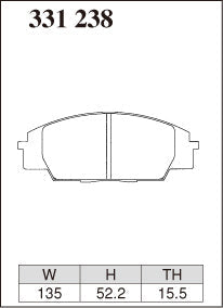 Dixcel Specom Alpha Type Brake Pads - Front - Honda S2000 AP1/AP2 - pad shape diagram