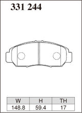 Dixcel M Type Brake Pads - Front - Honda Stepwgn RG3 (2005-2009) - pad shape diagram
