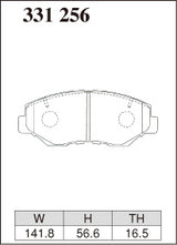 Dixcel M Type Brake Pads - Front - Honda Stepwgn RG3 (2009-2015) - pad shape diagram