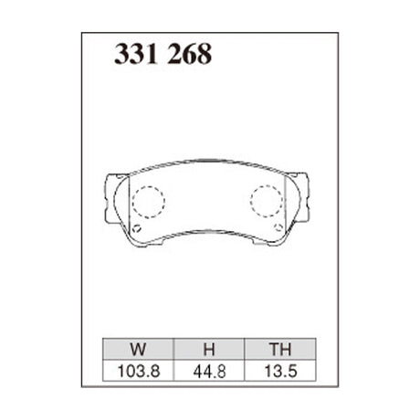 Dixcel ES Type Brake Pads - Front - Honda Life JB7/8, N-Box JF, N-One JG - pad shape diagram