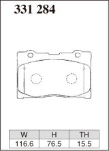 Dixcel Z Type Brake Pads - Front - Honda Legend KB1 - pad shape diagram