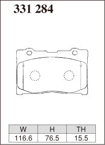 Dixcel Z Type Brake Pads - Front - Honda Legend KB2 - pad shape diagram