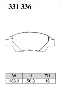 Dixcel S Type Brake Pads - Front - Honda Jazz/Fit GE6 (late production) - pad shape diagram