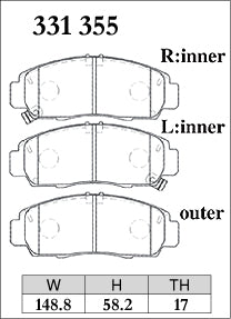 Dixcel ES Type Brake Pads - Front - Honda Accord CW1 - pad shape diagram