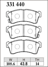 Dixcel Z Type Brake Pads - Front - Honda Jazz/Fit GK3 (G) - pad shape diagram