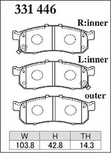 Dixcel M Type Brake Pads - Front - Honda N-Box JF1 (NA, 2013 on) - pad shape diagram