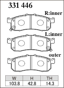 Dixcel M Type Brake Pads - Front - Honda N-Box JF3 (NA, 2017-2021) - pad shape diagram