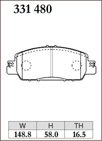 Dixcel Z Type Brake Pads - Front - Z 331 480 - pad shape diagram
